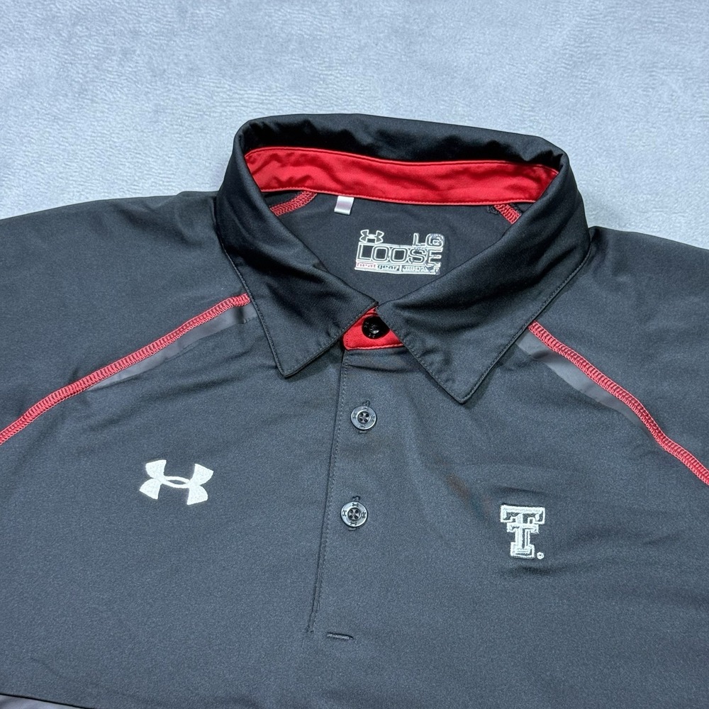 Texas Tech Under Armour Polo Shirt Mens L Performance Stretch Colorblock Raiders